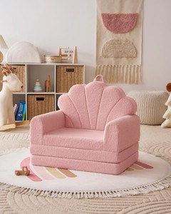 Chaise pour enfants rose pâle en forme de coquille, convertible 2-en-1, canapé-lit pour tout-petits, fauteuil lavable, mobilier pour enfants pour salle de jeux et chambre à coucher - Product Image 5