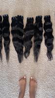 Contoh Gratis Rambut Manusia Remy 100% Berkilau Lembut, Bundel Rambut India Mentah Virgin dengan Kutikula Tertata Rapi, Gelombang Alami, Jahitan Ganda Mesin, 100g