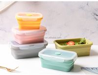 Boîte à lunch en silicone sans BPA pour enfants et adultes Conteneur de stockage des aliments pliant Rectangle Bento Box Lunchbox Lonchera