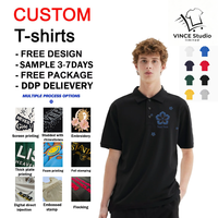 Polo en coton personnalisé pour homme, manches courtes, motif floral brodé sur le devant, coupe décontractée classique