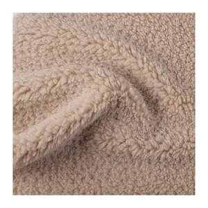 Hot Selling Soft Solid color Breathable Warm Jacquard 20% Wool 80% Lamb wool fabric for clothing