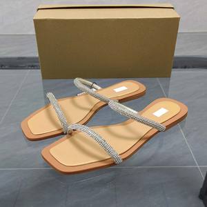 <span class=keywords><strong>Chaussures</strong></span> pour femmes espagnoles 2024 été nouvelle mode décontracté strass sandales plates <span class=keywords><strong>chaussures</strong></span> de créateurs femmes marques - Product Image 1