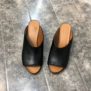 Sandalias de cuña gruesa de cuero con tacón alto antideslizantes para mujer, estilo peep-toe, colección verano 2023 - Product Image 5