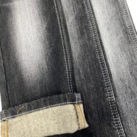 Tissu denim extensible à chevrons croisés CF5028, couleur noir brut, tissé, pour la fabrication de vêtements