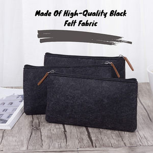 Pochette de rangement pour stylos en <span class=keywords><strong>feutre</strong></span> gris foncé avec fermeture éclair, personnalisable avec logo, pratique, portable, <span class=keywords><strong>lavable</strong></span> et durable - Product Image 3