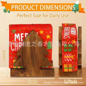 Creative solid wood <b>Christmas</b> <b>tree</b> shaped tissue holder, desktop ornament, wooden dining <b>table</b> tissue box decoration rack, - Product Image 5