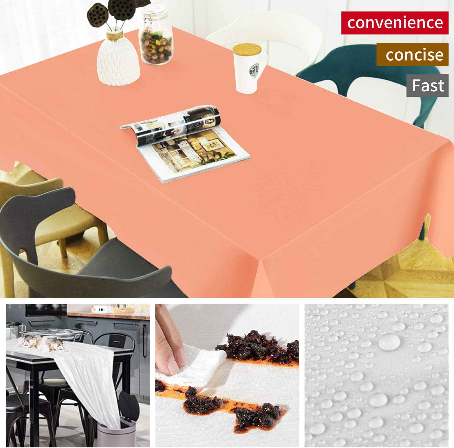 Tovaglia Usa E Getta In Plastica Con Lettere – Impermeabile E Antiolio Per Feste E Picnic (108x180 Cm) - 4