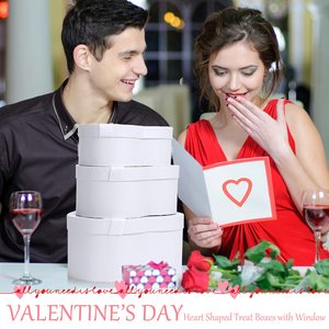 Boîtes en carton personnalisées en forme de cœur blanches, lot de <span class=keywords><strong>3</strong></span> avec fenêtre et ruban, style romantique pour cadeaux personnalisés - Product Image 6