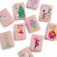 Jeu de tuiles de mahjong rose Casse-Noisette Ballet, 160 pièces, simple couche, gravé, pour l'intérieur, idéal pour les rassemblements d'enfants et les cadeaux élégants