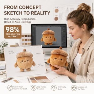 Figura <span class=keywords><strong>de</strong></span> Peluche <span class=keywords><strong>de</strong></span> Roble Nórdico Estético con Gorro Texturizado, Juguete <span class=keywords><strong>de</strong></span> Peluche Minimalista para Decoración <span class=keywords><strong>de</strong></span> Escritorio para Adultos y Niños - Product Image 2