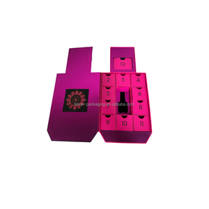 Kexin-Caja de calendario de 12 Adviento, color rosa, personalizada, organizada, con laminado mate en relieve para cerveza artesanal, esmalte de uñas, aceite, crema facial - Product Image 1