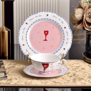 New Fresh American Bone China 6-Piece Elegant Dinnerware Set Modern Simple Design Non-Toxic Eco-Friendly Home & Restaurant Use - Product Image 1
