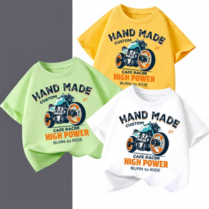 Camiseta de Manga Corta Casual con Cuello Redondo para Niños Little Hope, de Algodón/Poliéster, Blanca, con Estampado de Dibujos Animados, 180g, Nueva Colección Verano 2026 - Product Image 1