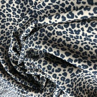 Tissu en mousseline de soie, Spandex extensible, noir, blanc et imprimé léopard, 1 pièce