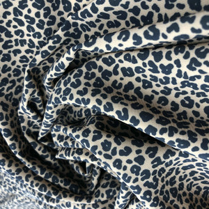 Đen Trắng Leopard Print Polyester Spandex Vải Căng - Product Image 5