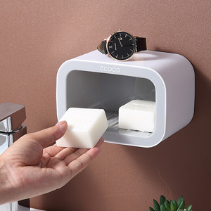 Ecoco Jabonera cuadrada de plástico para montar en la pared con ventosa para baño, estante para jabón de varias capas - Product Image 4