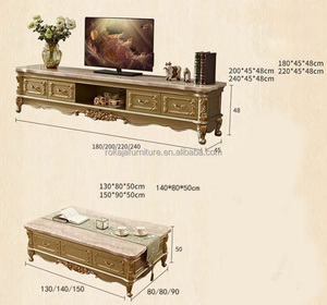 โต๊ะ<span class=keywords><strong>กาแฟ</strong></span>สไตล์ยุโรปหรูหราหรูหราหรูหรามีขาตั้งทีวีสีทองหินอ่อน - Product Image 6