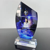 Trophée de cristal d'impression couleur personnalisé récompense un trophée de plaque vierge avec base personnalisée
