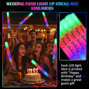 Led <b>Light</b> up Foam <b>Sticks</b> Glow in Dark <b>Sticks</b> with 3 Colors Flashing Baton Wands Party Supplies for Wedding Raves Concert - Product Image 6