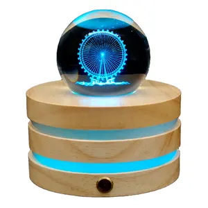 新しいサウンドナイトライトダブル発光スピーカークリスタル工芸品クリスマスギフト