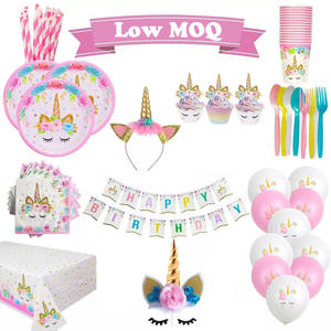 UNK <strong>Unicorn</strong> Theme Happy Birthday <strong>Party</strong> Decoration for Girl Baby Shower Banner Paper Balloons Partied Plates Set <strong>Party</strong> <strong>Supplies</strong> - Product Image 1