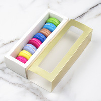 Boîte de conditionnement de luxe en papier kraft rectangulaire doré personnalisée, matériaux recyclés, pour biscuits, macarons, avec tiroir, échantillon gratuit