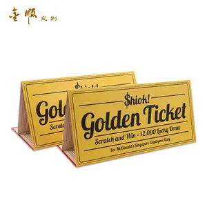 Promoción de impresión de logotipo de tarjeta de papel personalizado perforado cupón libro sorteo Cupón de impresión