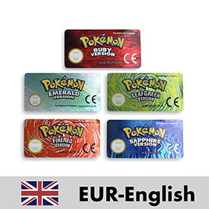 USA NOR FRA ESP ITA EUR Glitter-Label Emerald leafgreen firered ruby Sapphire <b>game</b> cartridge stickers for gba - Product Image 3
