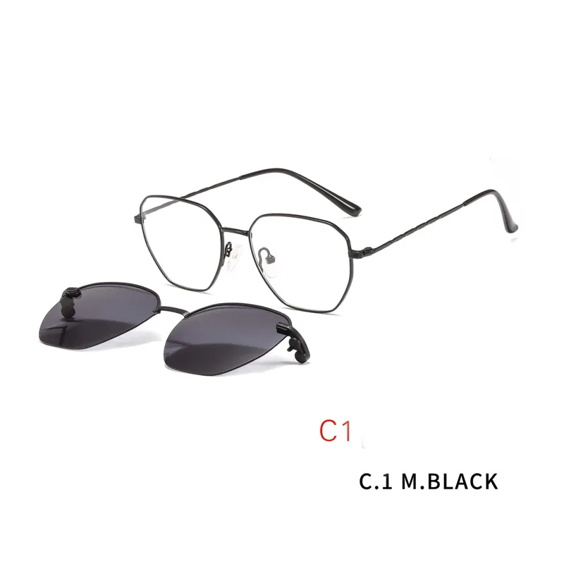 Glasses with Magnetic Clip on Sunglasses Eyeglasses Metal Men Women design eyeglasses frames optical frame