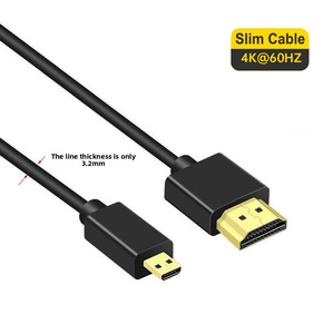4K Ultra sottile <span class=keywords><strong>HDMI</strong></span> a <span class=keywords><strong>Micro</strong></span> <span class=keywords><strong>HDMI</strong></span> <span class=keywords><strong>cavo</strong></span> 3.2mm OD - 15 + 1 rame rivestito in acciaio, portatile e ad alta velocità - Product Image 2