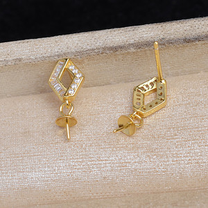 Boucles d'oreilles papillon en argent S925 avec couronne, accessoire de bricolage, bijoux en perles, capuchons de perles de 3 mm, support vide, semi-fini JG5942 - Product Image 3