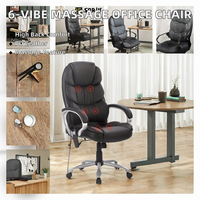 8 Chaise de bureau de massage 6 vibrations au design moderne de haute qualité Chaise d'ordinateur en cuir PU et métal chromé