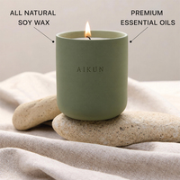 Bougie parfumée artisanale en cire de soja AIKUN dans un pot en céramique pour cadeau, Thanksgiving, Noël, Nouvel An, décoration de la maison