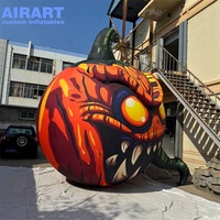 Citrouille gonflable personnalisée tête de monstre, citrouille gonflable géante démoniaque avec longue langue verte, décoration de jardin pour carnaval