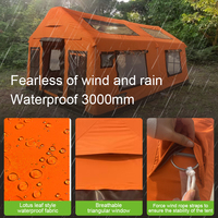 Carpa Inflable Familiar para Acampar al Aire Libre, Impermeable, de Oxford, Amplio Espacio, Fácil de Instalar, Duradera, Color Naranja