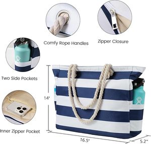 Bolsas <span class=keywords><strong>de</strong></span> Playa Impermeables <span class=keywords><strong>de</strong></span> Poliéster para Mujer con Cierre <span class=keywords><strong>de</strong></span> Cremallera, <span class=keywords><strong>Bolsa</strong></span> Grande para Natación y Piscina - Product Image 2