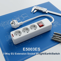 Enchufe de Extensión de 3 Vías Estándar Europeo, 2 Pines con Conexión a Tierra, Interruptor de Luz, Regleta de Enchufes con Interruptor