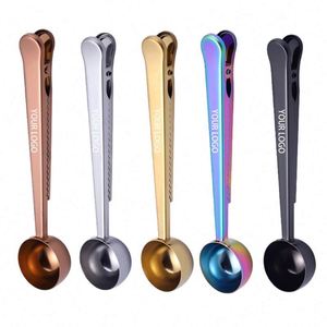 Custom logo Great <b>Measuring</b> Tea Protein Powder Instant Drinks Coffee <b>Spoon</b> <b>Measuring</b> Stainless Steel Coffee <b>Spoon</b> Bag Clip - Product Image 1