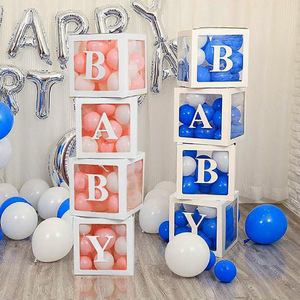 DIY Transparent Balloon Box Transparent Wedding Gift Box Birthday Party Decorations Pink LOVE Alphabet Baby Balloon Box