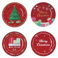 Decoración de Mesa Navideña, Platos Base de Plástico Rojos de Lujo de 13 Pulgadas para Eventos Navideños, Decoración de Bodas y Fiestas
