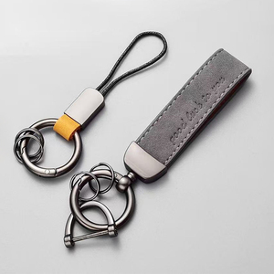 Porte-clés en suède automobile en alliage de zinc avec logo personnalisé, sangle de suspension pour clés de véhicule, gaufré, inaltérable, durable, pour BMW Toyota Honda - Product Image 3