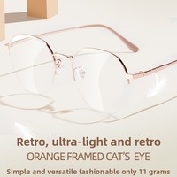 Montures de lunettes à demi-monture rétro ultra légères pour femmes, prêtes à être prescrites, motif animal multicolore, or rouge, diamant