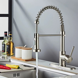 Robinet de cuisine moderne monocommande noir brossé en acier inoxydable, avec douchette extractible, pour cuisine gourmet, avec cartouche céramique, à ressort, pour hôtels - Product Image 5