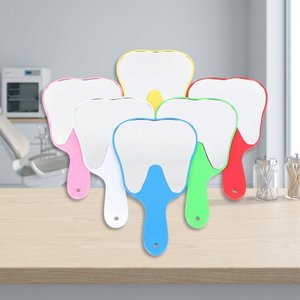Miroir dentaire jetable en forme de dents avec poignée, en plastique et verre, produit d'hygiène buccale multi-usage - Product Image 3