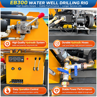 Machine de forage de puits d'eau EB300 de 300 m, plateforme de forage portable sur roues avec pompe à boue BW160 pour projets de puits profonds