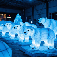 Maßgefertigte Eisbär-Laterne Stahlrahmen Chinesische Tier-Laternen Zoo Themenpark Hotel Landschaft Weihnachten Vatertag