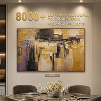 Gold Schwarz Lila Ölgemälde Bas-Relief Impasto Strukturierte Wandkunst Goldrahmen Hotel Grand Lobby Statement-Wandbild Maßanfertigung Großhandel OEM