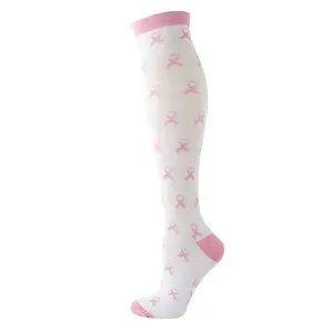 웃긴 패턴 무릎 높은 20-30mmhg 압축 양말 도매 남녀 공용 핑크 스포츠 로리타 스타일 여자 패션 양말