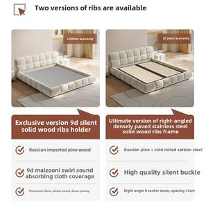 Juego de Cama Puff Popular al por Mayor, Muebles de Dormitorio de Diseño, Cama de Tela Crema Blanca, Venta Caliente, Estructura de Cama King Moderna para Hotel y Hogar - Product Image 4