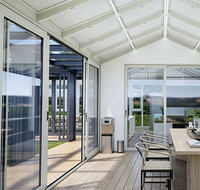 Véranda en aluminium à toit en pente avec cadre à rupture de pont thermique, verre isolant, toit triangulaire, salle de jardin, solarium personnalisé pour patio arrière